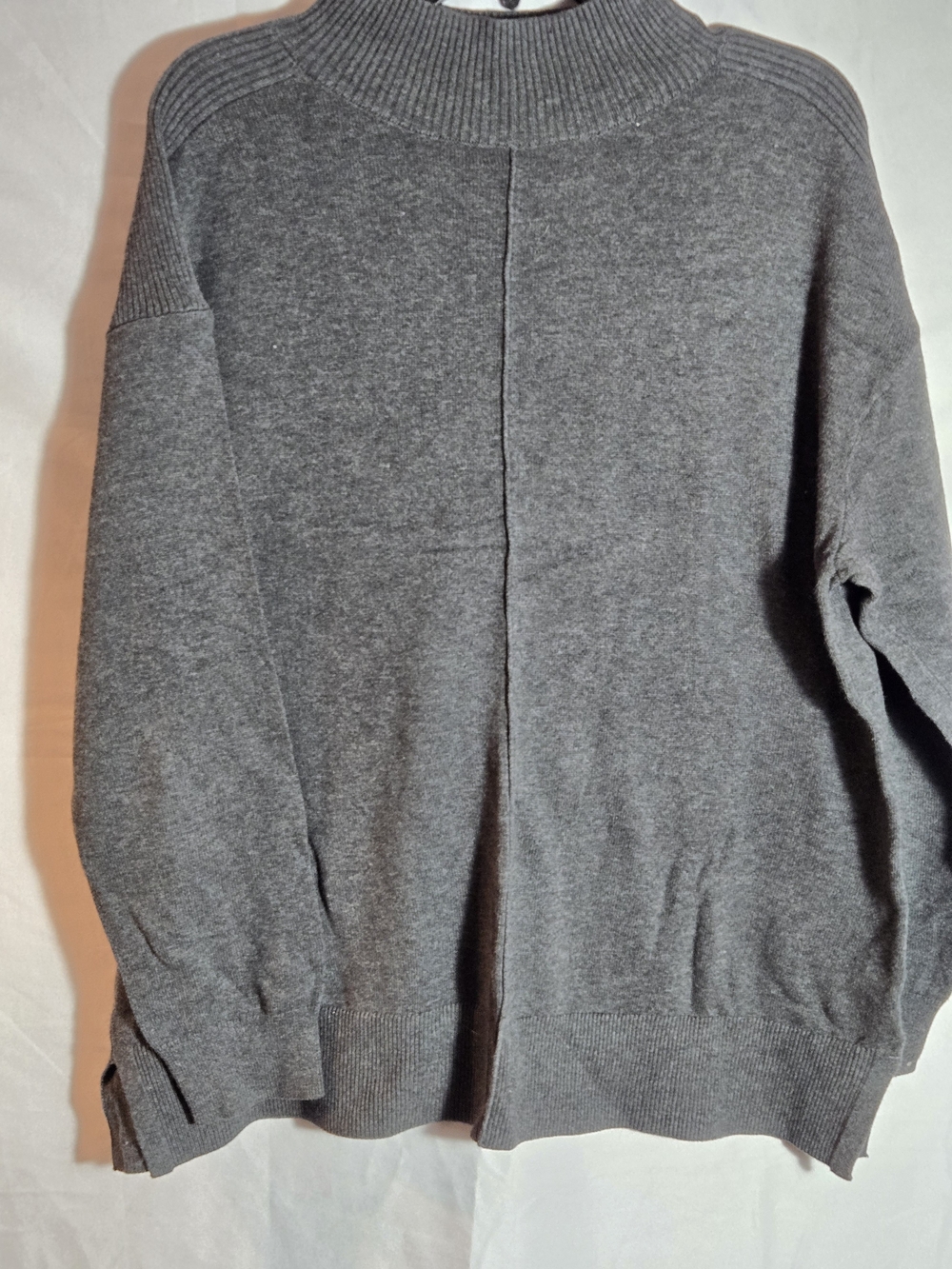 Karen Scott Gray Mock Neck Sweater - Ribbed Collar